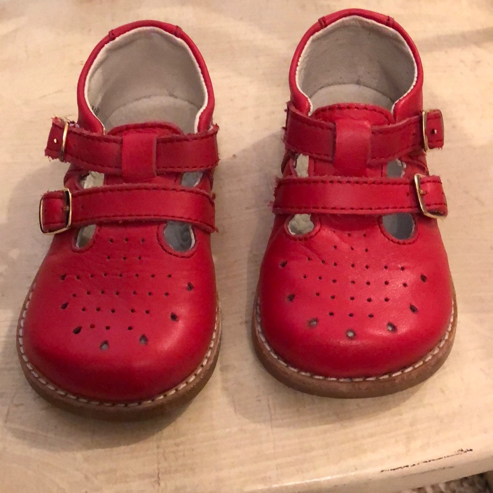 Posh Pickle Red Mary Janes with double buckle